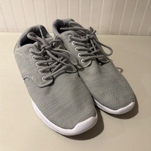 Men's Grey Knit Lace-Up Sneakers - Lightweight Everyday Shoes